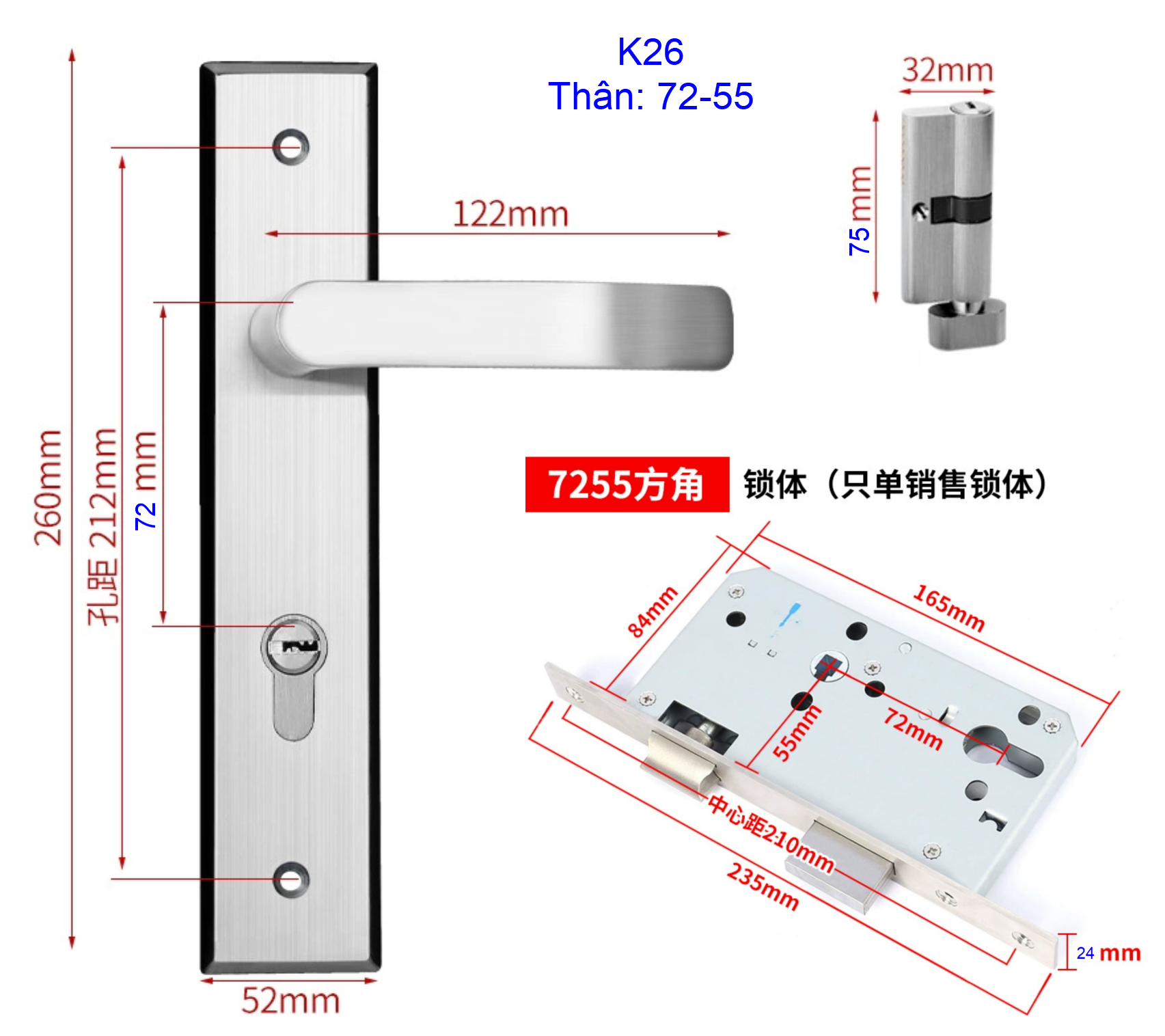 Khóa tay gạt inox Khóa tay gạt inox