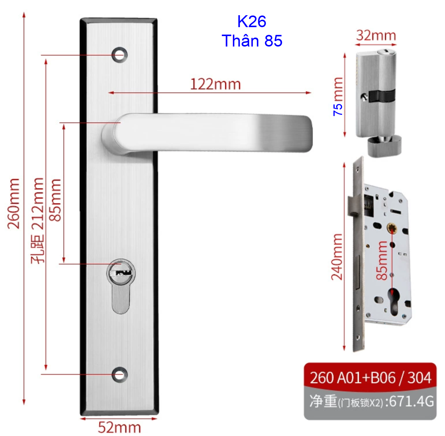 Khóa tay gạt inox Khóa tay gạt inox